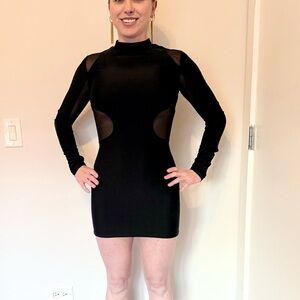 Poster Girl Black Long Sleeve Dress with Mesh/ cutout Accents